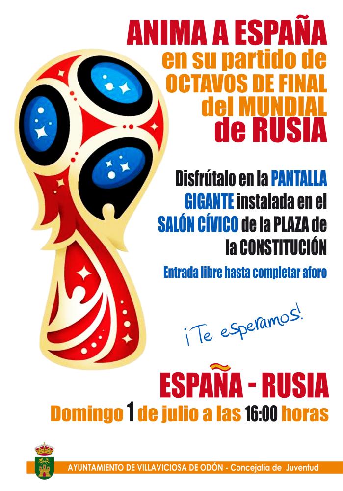  Imagen El partido de España contra Rusia podremos seguirlo en pantalla gigante instalada en el salón cívico