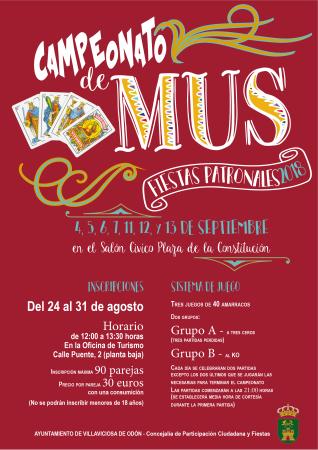 El 31 de agosto finaliza el plazo para inscribirse en el Campeonato de Mus Fiestas Patronales