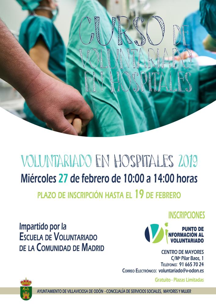 Imagen El 27 de febrero tendrá lugar un curso de "Voluntariado en Hospitales" en el Centro de Mayores de nuestra localidad