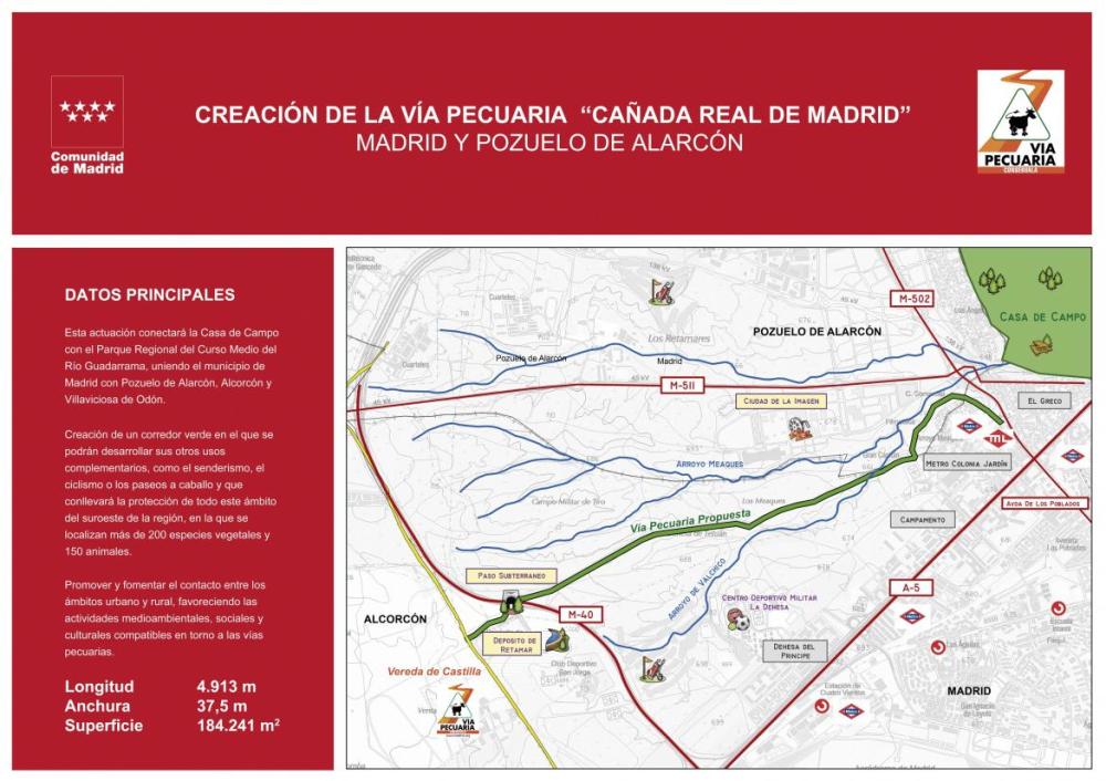  Imagen La Comunidad aprueba la creación de la vía pecuaria Cañada Real de Madrid que unirá Villaviciosa, Pozuelo de Alarcón y Alcorcón con la capital