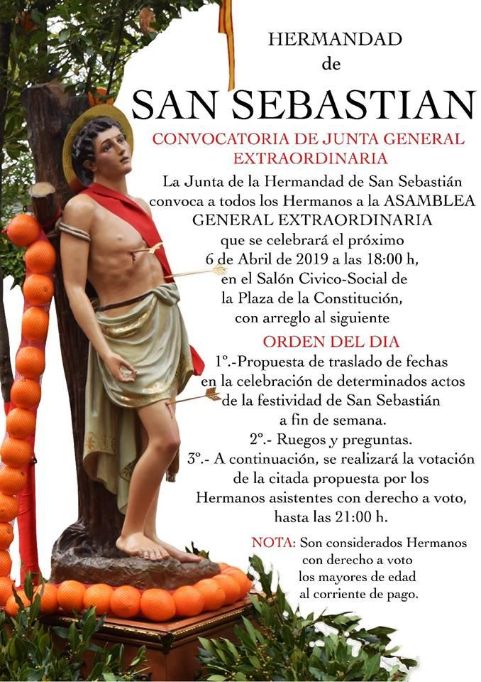  Imagen La Junta de la Hermandad de San Sebastián convoca a los Hermanos en Asamblea General Extraordinaria