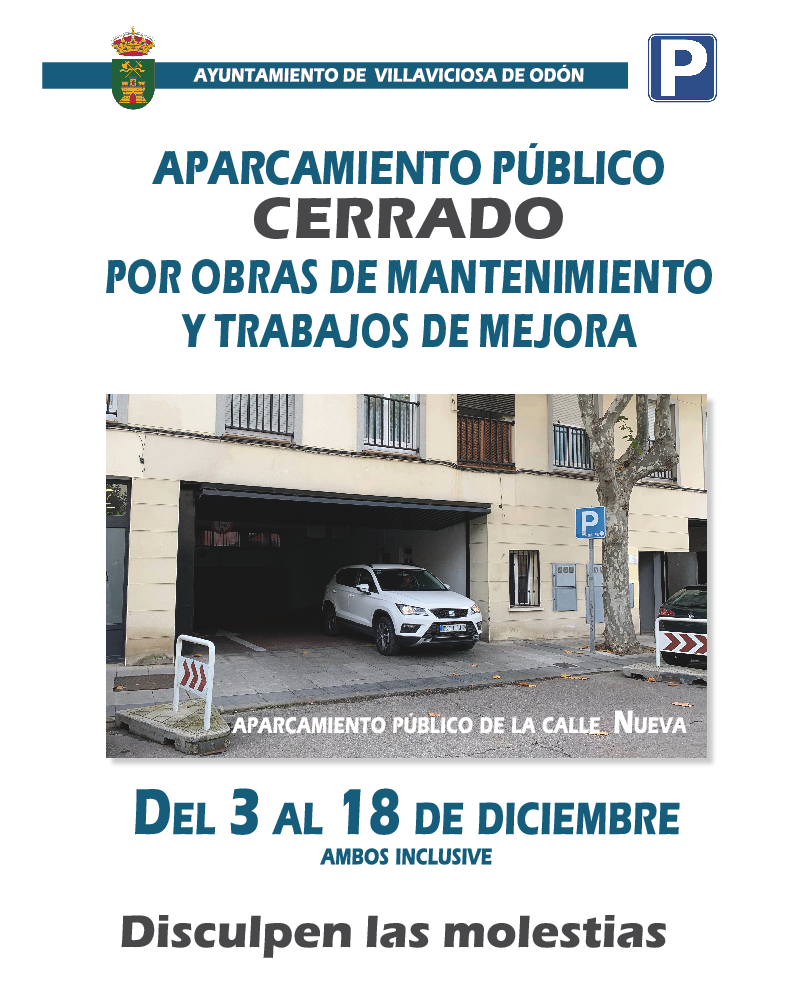  Imagen El aparcamiento municipal de la calle Nueva cerrado por obras de mantenimiento del 3 al 18 de diciembre
