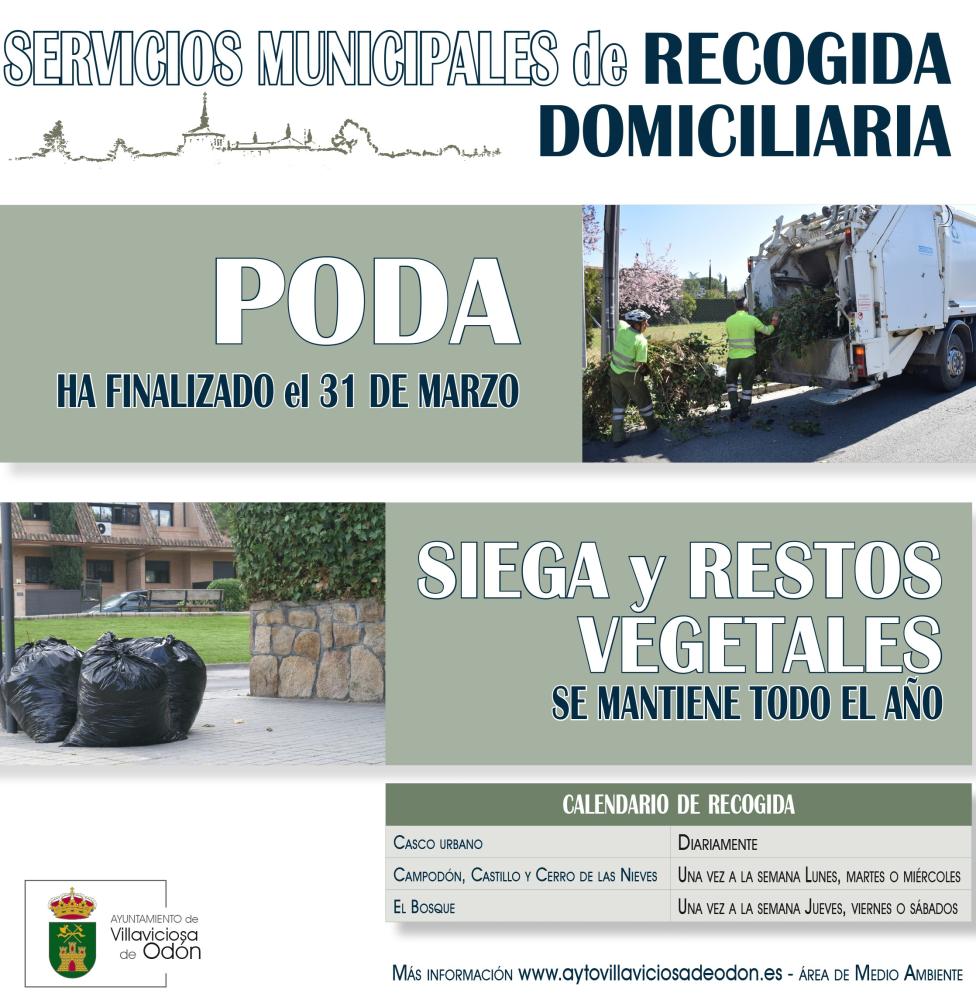  Imagen El servicio municipal domiciliario de recogida de siega se mantiene todo el año, mientras que el de poda finalizó el 31 de marzo