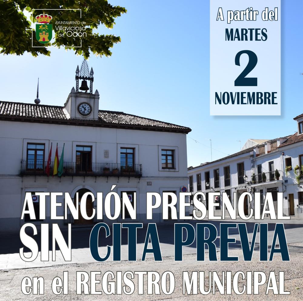  Imagen El servicio de Registro del Ayuntamiento de Villaviciosa de Odón atenderá de nuevo de forma presencial sin cita previa