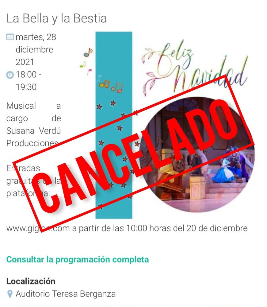 Imagen Cancelado el musical La Bella y la bestia