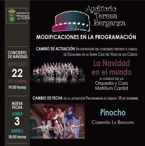  Imagen Modificaciones en dos espectáculos de la programación cultural