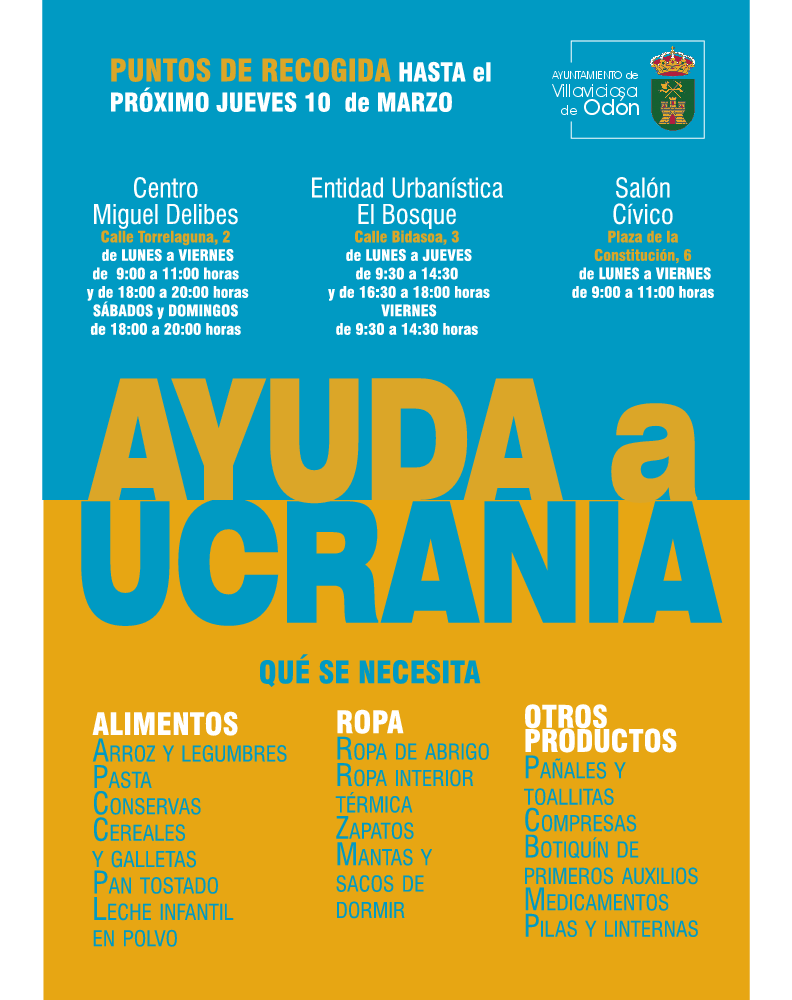  Imagen Villaviciosa de Odón habilita espacios para la recogida de ayuda solidaria con destino a Ucrania