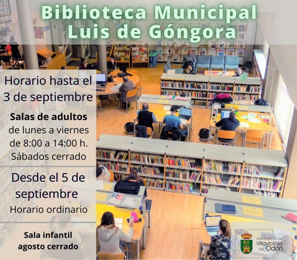  Imagen Horarios especiales de verano de la biblioteca municipal Luis de Góngora