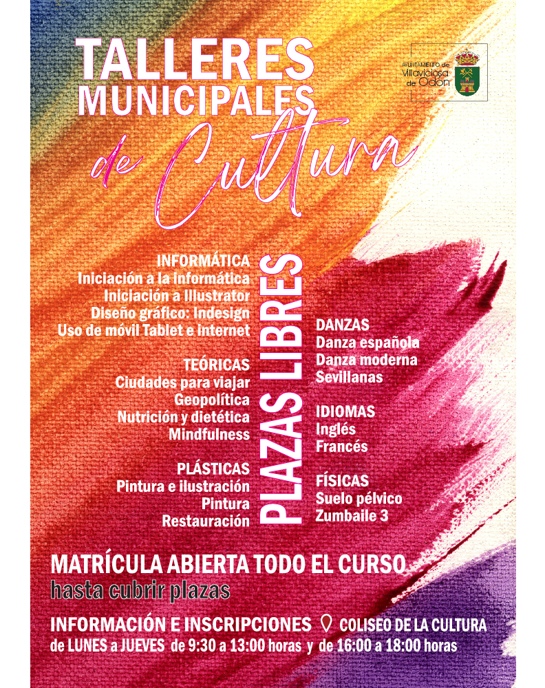  Imagen Plazas libres en los talleres municipales de Cultura