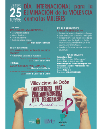 Villaviciosa de Odón programa una serie de actividades con motivo del Día Internacional para la Eliminación de la Violencia contra las...