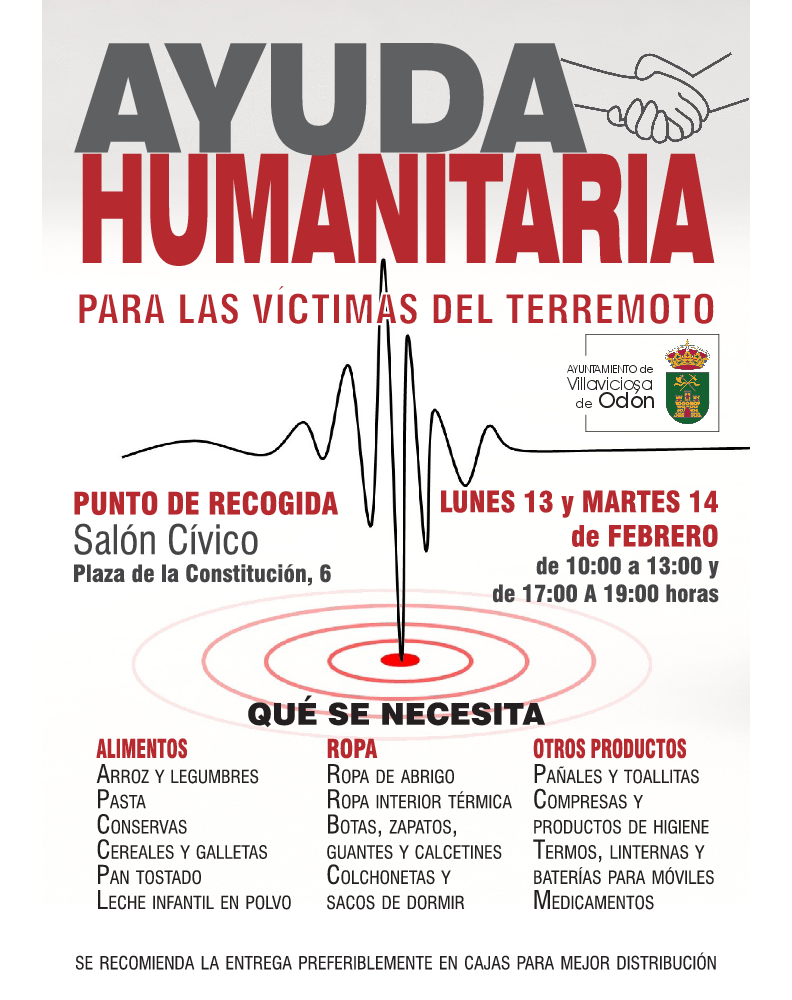 Villaviciosa de Odón pone en marcha una campaña de ayuda humanitaria destinada a los afectados por el terremoto