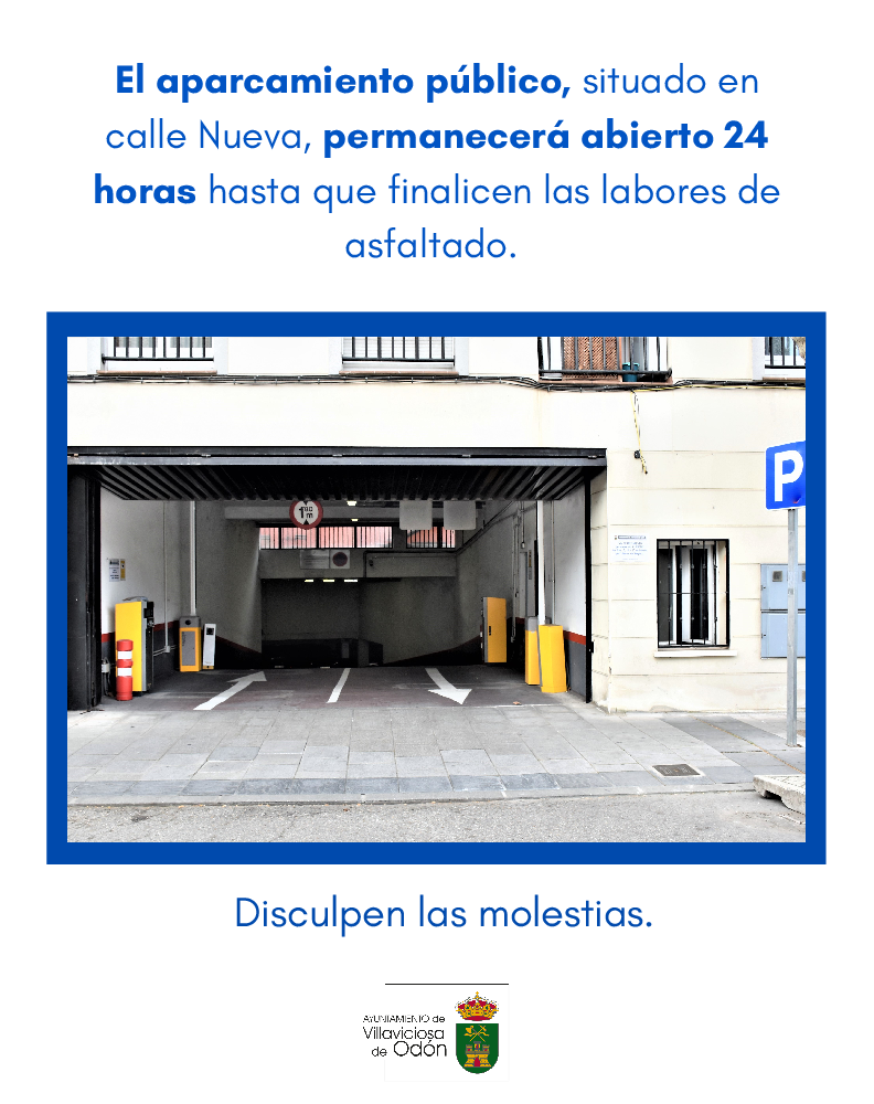  Imagen El aparcamiento municipal de la calle Nueva abre 24 horas hasta que finalicen las labores de asfaltado