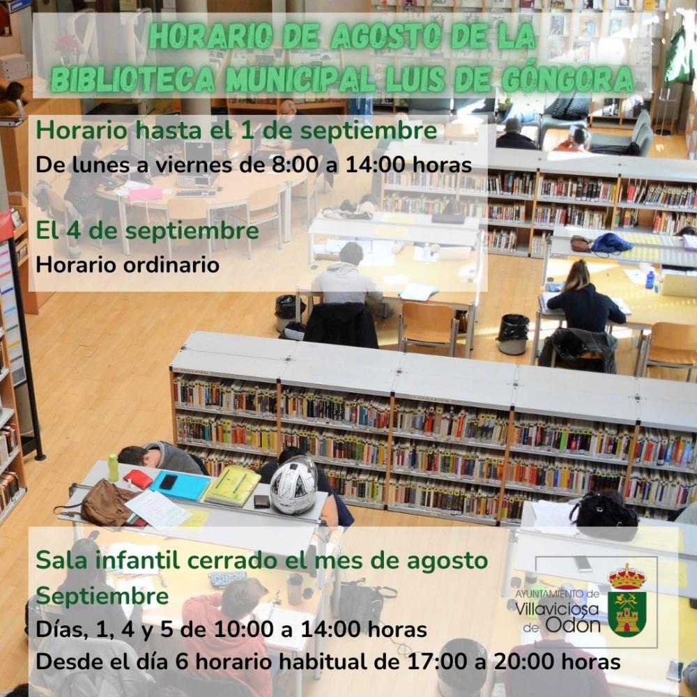  Imagen Horarios especiales de agosto de la biblioteca municipal Luis de Góngora