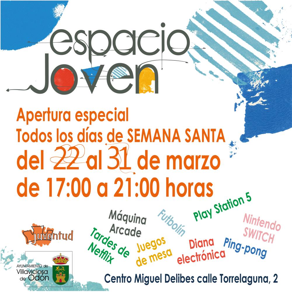  Imagen El Ayuntamiento de Villaviciosa de Odón abre de nuevo el Espacio Joven el 22 de marzo con un horario especial durante la Semana Santa