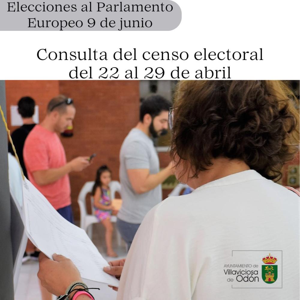  Imagen Del 22 al 29 de abril se pueden consultar las listas del censo electoral para las elecciones al Parlamento Europeo