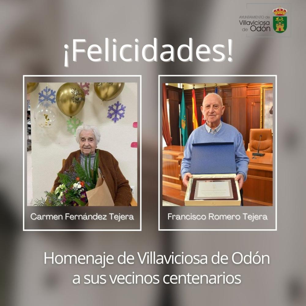 Villaviciosa de Odón homenajea a dos de sus vecinos que han cumplido cien años
