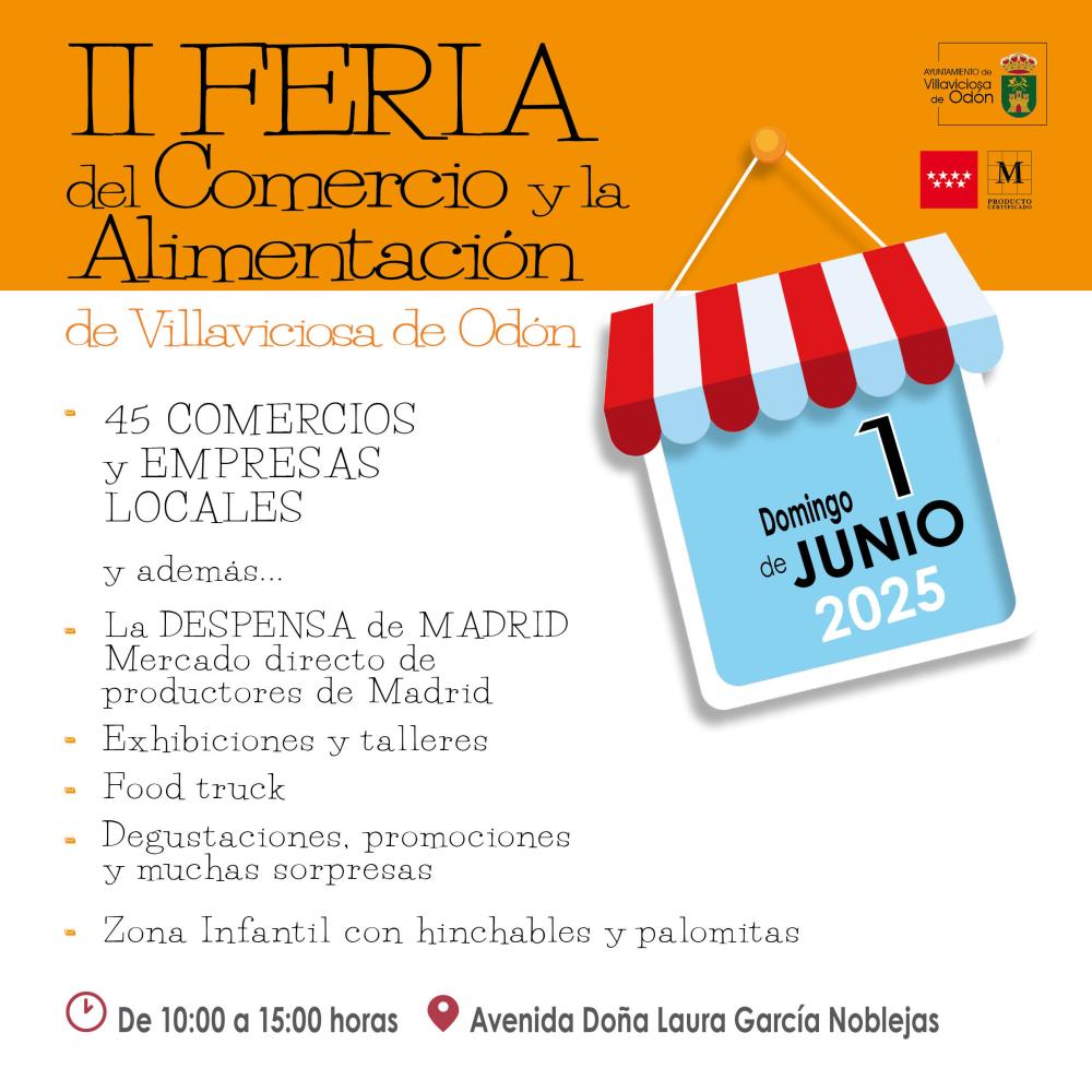La II Feria del Comercio y la Alimentación de Villaviciosa de Odón contará con la presencia de 45 negocios y empresas de la localidad