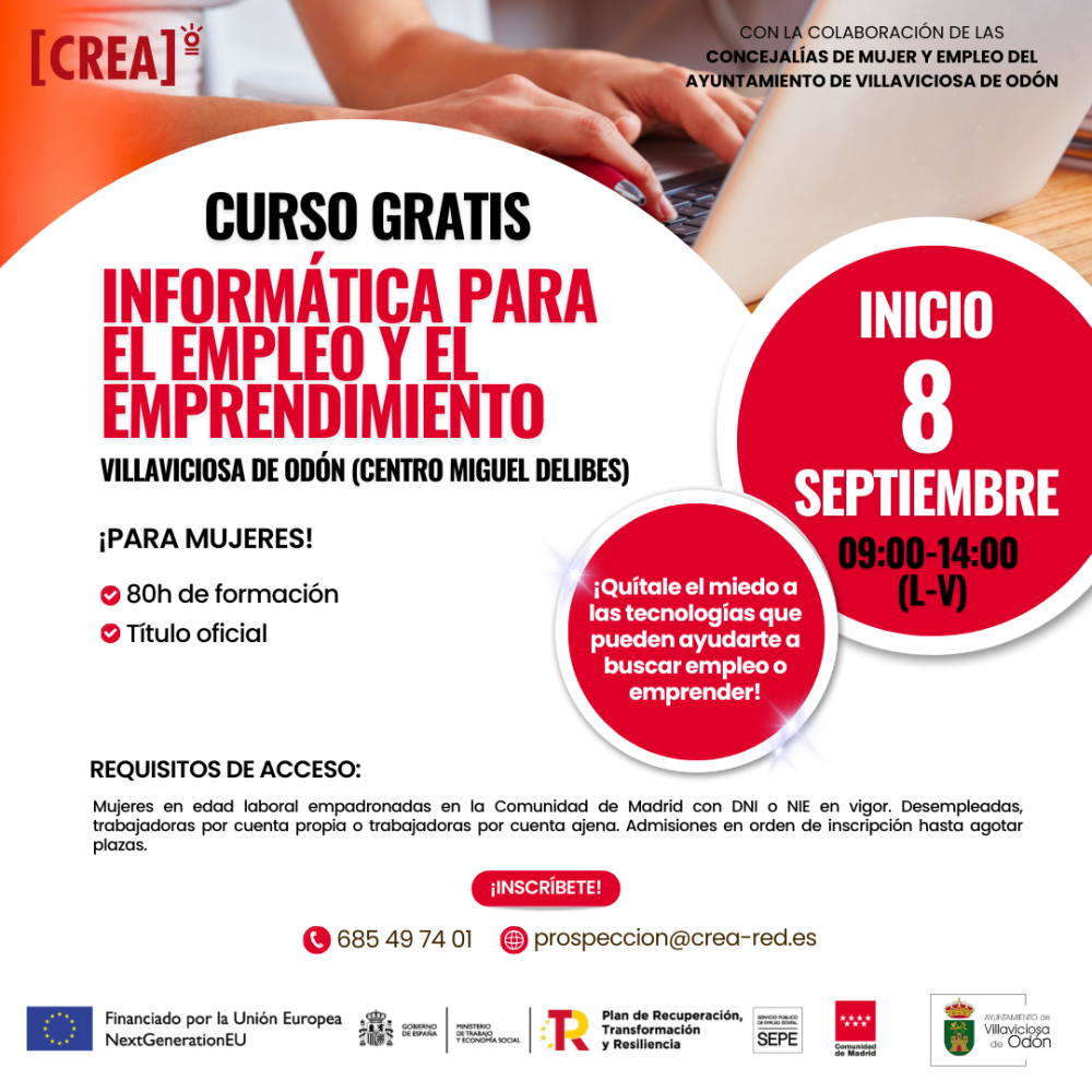  Imagen Curso gratuito de Informática para el empleo y el emprendimiento dirigido a mujeres