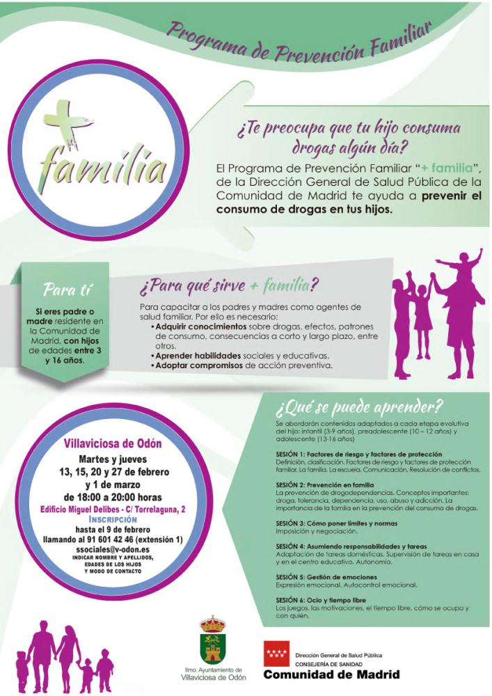  Imagen Abierto el plazo para inscribirse en el programa de prevención familiar +familia